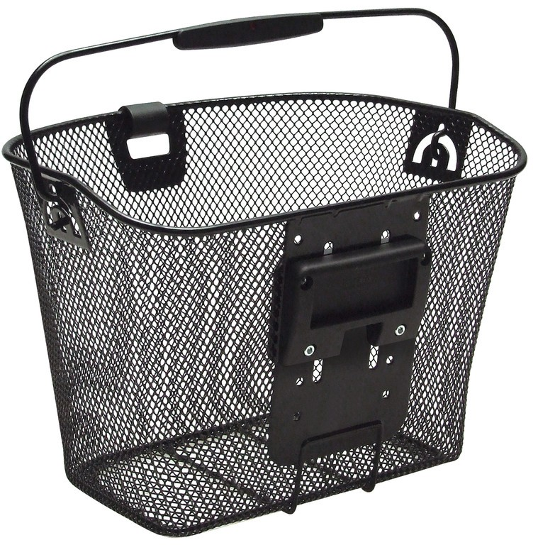 KlickFix Vorderradkorb KLICKfix Uni schwarz 35x26x25cm, engmaschig, mit Lampenclip