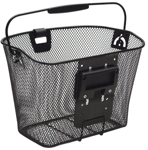 KlickFix Vorderradkorb KLICKfix Uni schwarz 35x26x25cm, engmaschig, mit Lampenclip